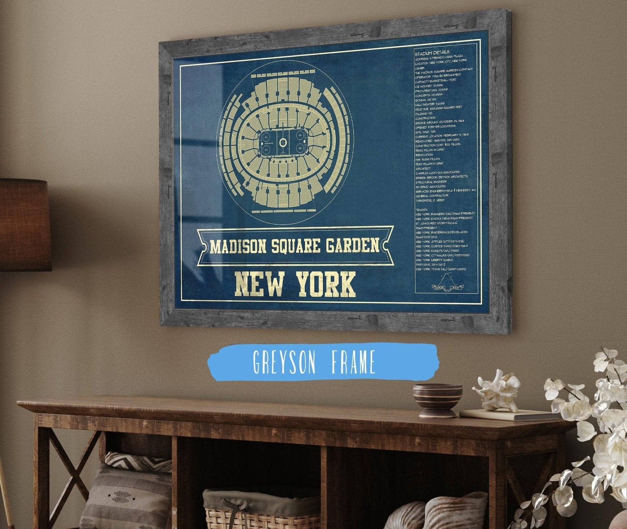 Cutler West New York Rangers Madison Square Garden Seating Chart - Vintage Hockey Print