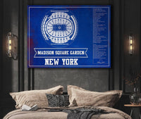 Cutler West New York Rangers Team Colors - Madison Square Garden Vintage Hockey Blueprint NHL Print
