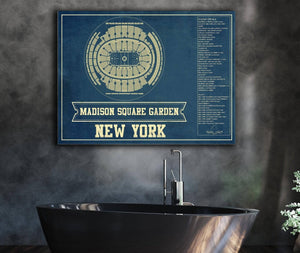 Cutler West New York Rangers - Madison Square Garden Vintage Hockey Blueprint NHL Print