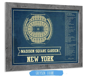 14" x 11" / Greyson Frame Cutler West New York Rangers - Madison Square Garden Vintage Hockey Blueprint NHL Print