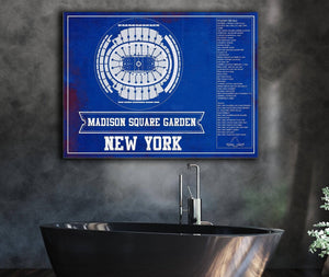 Cutler West New York Rangers Team Colors - Madison Square Garden Vintage Hockey Blueprint NHL Print