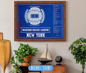 Cutler West New York Rangers Team Colors - Madison Square Garden Vintage Hockey Blueprint NHL Print