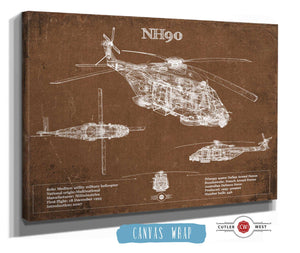 Cutler West NHIndustries NH90 Helicopter Vintage Aviation Blueprint Military Print