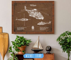 20" x 16" / Walnut Frame Cutler West NHIndustries NH90 Helicopter Vintage Aviation Blueprint Military Print