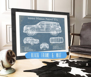 20" x 16" / Black Frame & Mat Cutler West Nissan Patrol Ti L 2020 Vintage Blueprint Auto Print