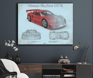 Cutler West Nissan Skyline GT R Original Blueprint Art