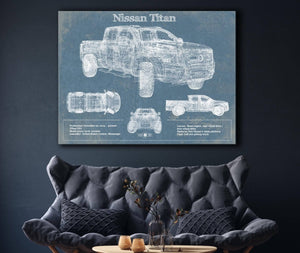 Cutler West Nissan Titan Truck Vintage Blueprint Auto Print