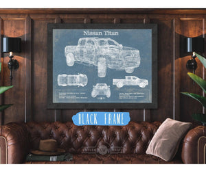20" x 16" / Black Frame Cutler West Nissan Titan Truck Vintage Blueprint Auto Print