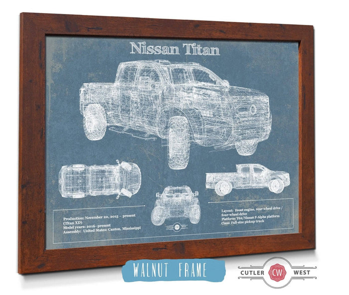 Cutler West Nissan Titan Truck Vintage Blueprint Auto Print