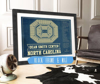 Cutler West 14" x 11" / Black Frame & Mat Dean E. Smith Center North Carolina Tar Heels NCAA College Basketball Blueprint Art 933350216-14"-x-11"82768
