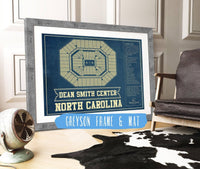 Cutler West 14" x 11" / Greyson Frame & Mat Dean E. Smith Center North Carolina Tar Heels NCAA College Basketball Blueprint Art 933350216-14"-x-11"82774