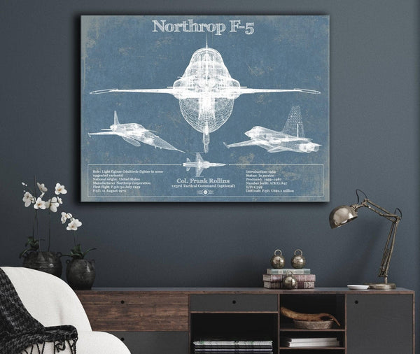 Cutler West Northrop F-5 Aircraft Blueprint Original Military Wall Art