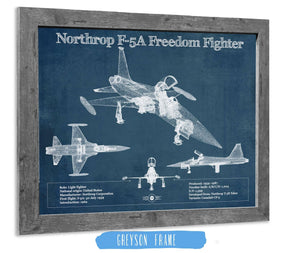 14" x 11" / Greyson Frame Cutler West Northrop F-5A Freedom Fighter Patent Blueprint Original Military Wall Art