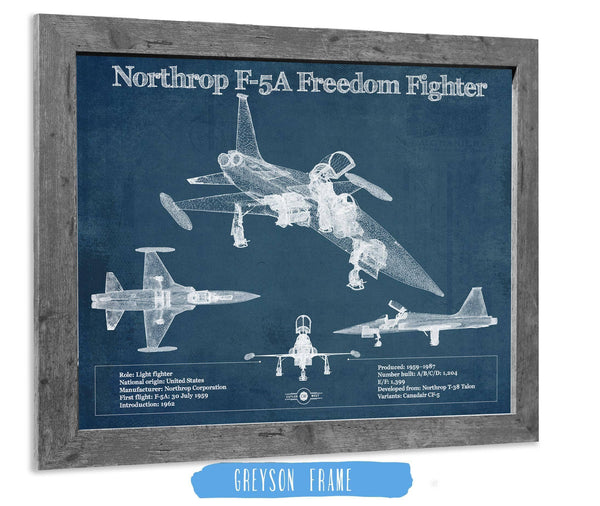 14" x 11" / Greyson Frame Cutler West Northrop F-5A Freedom Fighter Patent Blueprint Original Military Wall Art