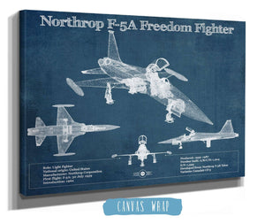14" x 11" / Stretched Canvas Wrap Cutler West Northrop F-5A Freedom Fighter Patent Blueprint Original Military Wall Art
