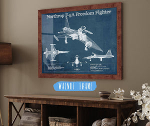 20" x 16" / Walnut Frame Cutler West Northrop F-5A Freedom Fighter Patent Blueprint Original Military Wall Art
