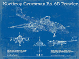 14" x 11" / Unframed Cutler West Northrop Grumman EA-6B Prowler Patent Blueprint Original Military Wall Art