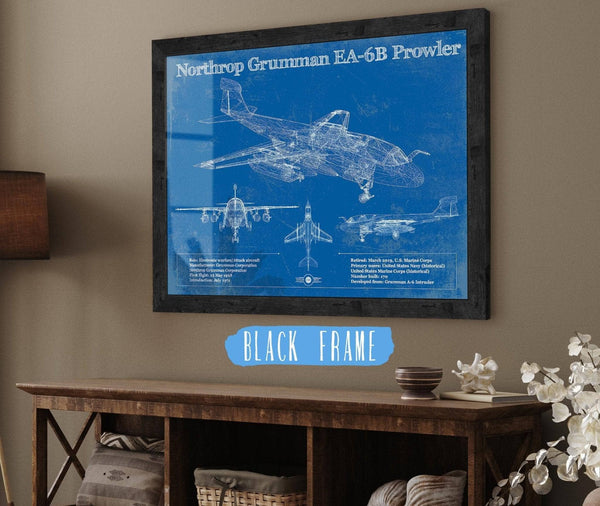 20" x 16" / Black Frame Cutler West Northrop Grumman EA-6B Prowler Patent Blueprint Original Military Wall Art