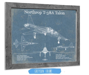 14" x 11" / Greyson Frame Cutler West Northrop T-38A Talon Patent Blueprint Original Military Wall Art