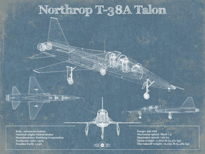 14" x 11" / Unframed Cutler West Northrop T-38A Talon Patent Blueprint Original Military Wall Art