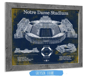 14" x 11" / Greyson Frame Cutler West Notre Dame Stadium 2021 Version Team Color Vintage Art Print