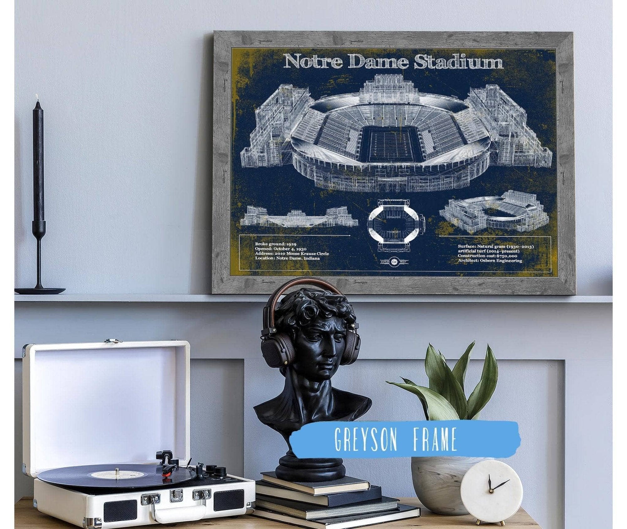 Cutler West Best Selling Collection Notre Dame Stadium 2021 Version Team Color Vintage Art Print