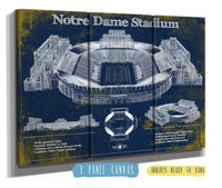 Cutler West Best Selling Collection 48" x 32" / 3 Panel Canvas Wrap Notre Dame Stadium 2021 Version Team Color Vintage Art Print 706602978_70873