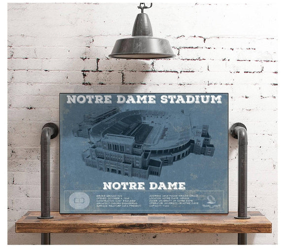 Cutler West Notre Dame Stadium Vintage Art Blueprint