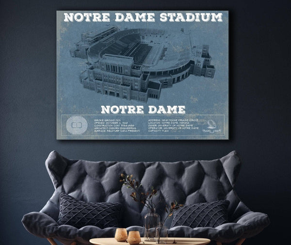 Cutler West Notre Dame Stadium Vintage Art Blueprint