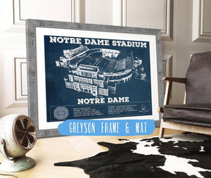 14" x 11" / Greyson Frame & Mat Cutler West Notre Dame Stadium Vintage Art Print