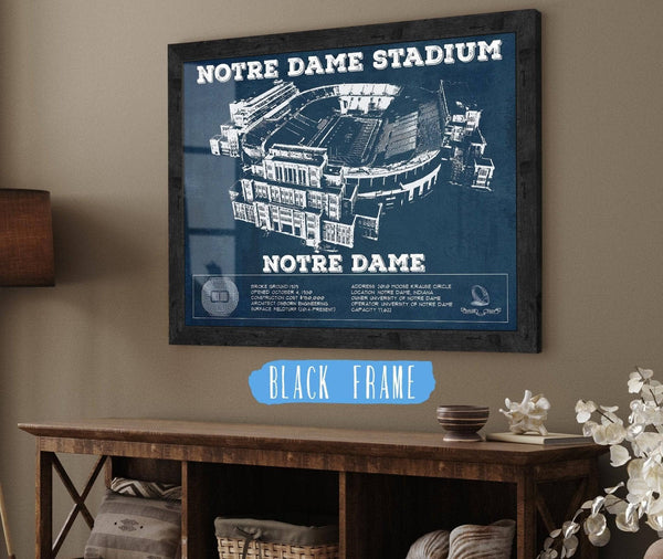 20" x 16" / Black Frame Cutler West Notre Dame Stadium Vintage Art Print