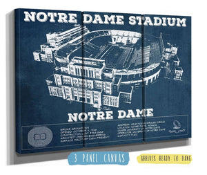 36" x 24" / 3 Panel Canvas Wrap Cutler West Notre Dame Stadium Vintage Art Print