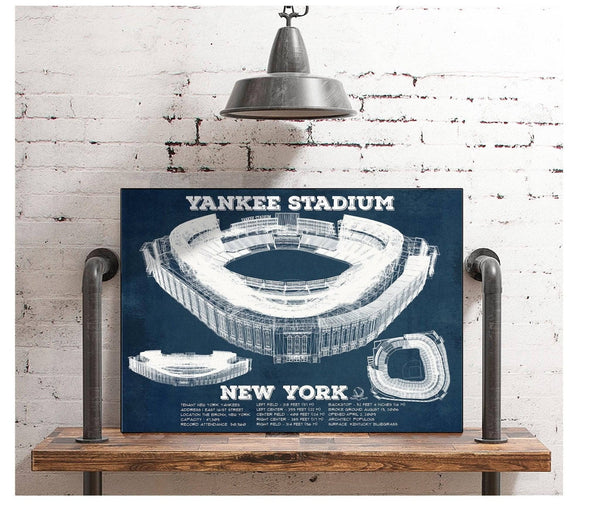 Cutler West NY Yankees - Vintage Yankee Stadium Blueprint Baseball Art Print