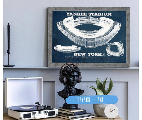 Cutler West NY Yankees - Vintage Yankee Stadium Blueprint Baseball Art Print