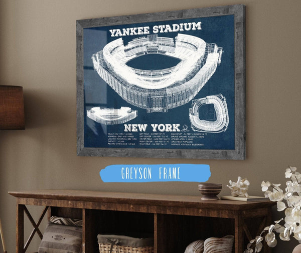 Cutler West NY Yankees - Vintage Yankee Stadium Blueprint Baseball Art Print