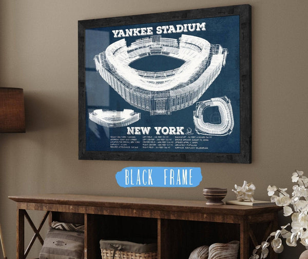 20" x 16" / Black Frame Cutler West NY Yankees - Vintage Yankee Stadium Blueprint Baseball Art Print
