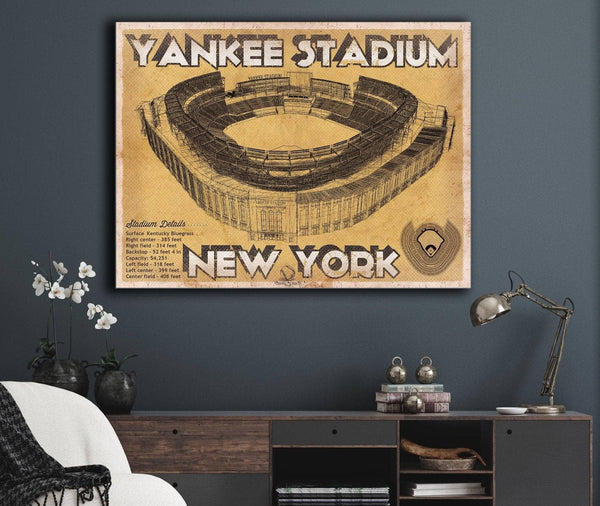 Cutler West NY Yankees - Vintage Yankee Stadium Blueprint Baseball Print