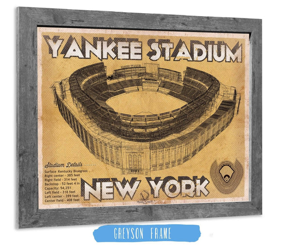 Cutler West NY Yankees - Vintage Yankee Stadium Blueprint Baseball Print
