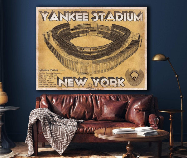 Cutler West NY Yankees - Vintage Yankee Stadium Blueprint Baseball Print