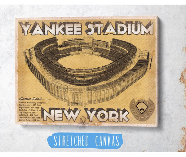 Cutler West NY Yankees - Vintage Yankee Stadium Blueprint Baseball Print