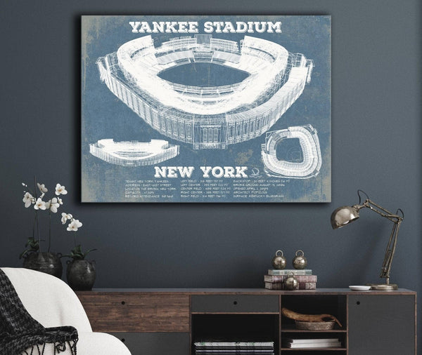 Cutler West NY Yankees - Yankee Stadium Blueprint Vintage Baseball Print