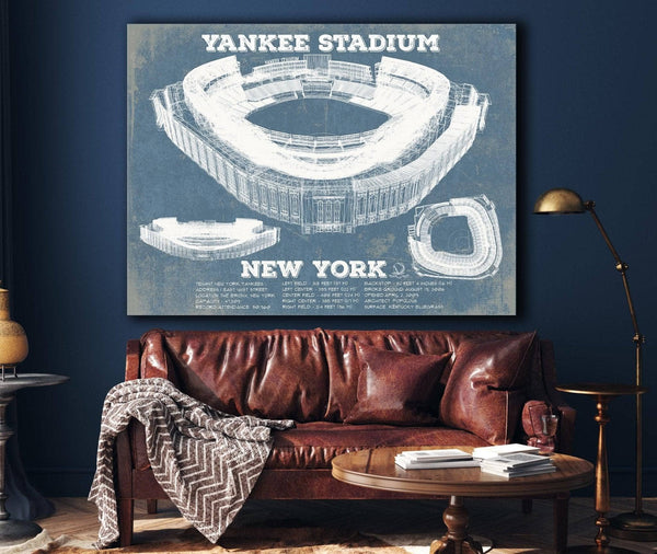 Cutler West NY Yankees - Yankee Stadium Blueprint Vintage Baseball Print