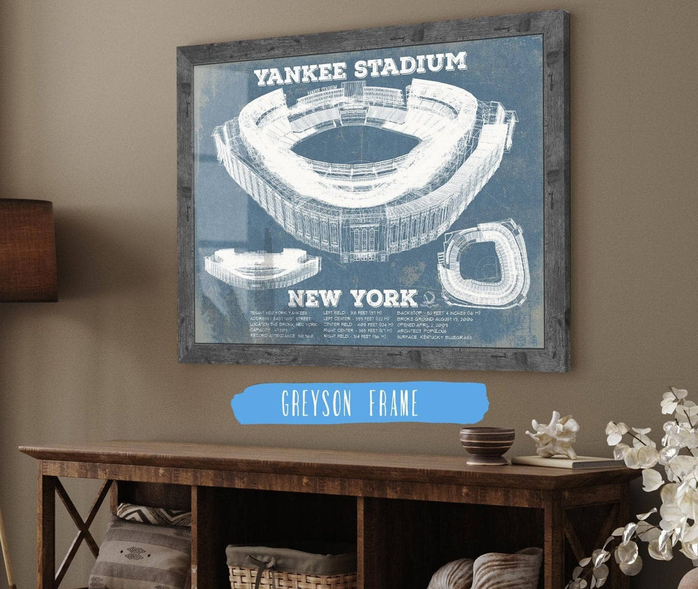 14" x 11" / Stretched Canvas Wrap Cutler West NY Yankees - Yankee Stadium Blueprint Vintage Baseball Print