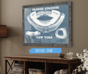 14" x 11" / Greyson Frame Cutler West NY Yankees - Yankee Stadium Blueprint Vintage Baseball Print