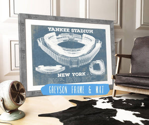 14" x 11" / Greyson Frame & Mat Cutler West NY Yankees - Yankee Stadium Blueprint Vintage Baseball Print