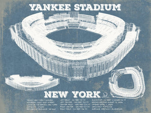 14" x 11" / Unframed Cutler West NY Yankees - Yankee Stadium Blueprint Vintage Baseball Print