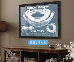 20" x 16" / Black Frame Cutler West NY Yankees - Yankee Stadium Blueprint Vintage Baseball Print