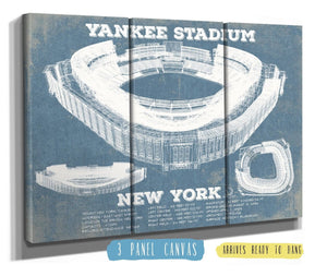 36" x 24" / 3 Panel Canvas Wrap Cutler West NY Yankees - Yankee Stadium Blueprint Vintage Baseball Print
