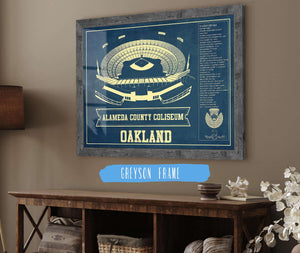 14" x 11" / Greyson Frame Cutler West Oakland A's Alameda County Coliseum Seating Chart - Vintage Baseball Fan Print