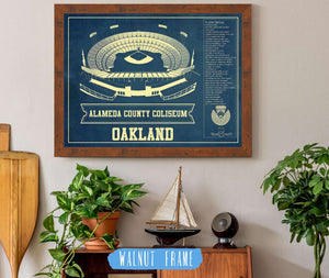 20" x 16" / Walnut Frame Cutler West Oakland A's Alameda County Coliseum Seating Chart - Vintage Baseball Fan Print